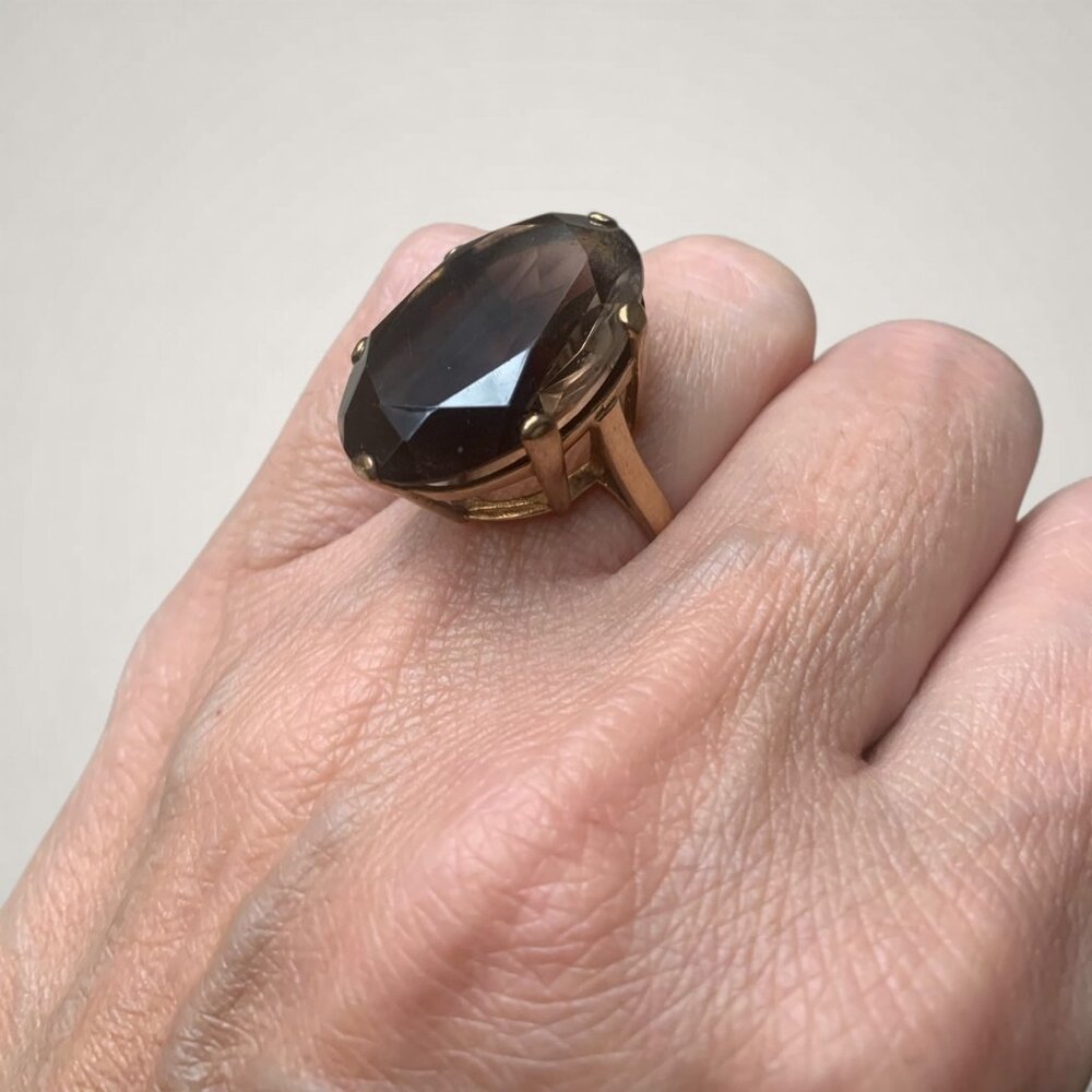 Smokey Quartz 14k Yellow Gold Cocktail Ring